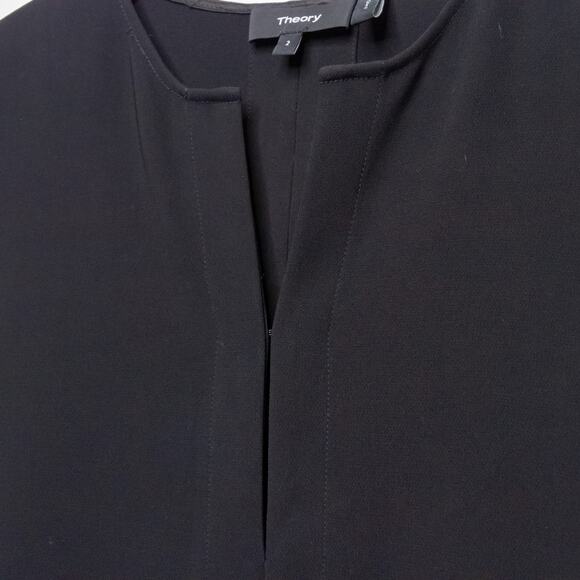 Revolve THEORY Desza Jersey Crepe Black Asymmetrical Hem Dress Sleeveless Sz 2 - Picture 8 of 12